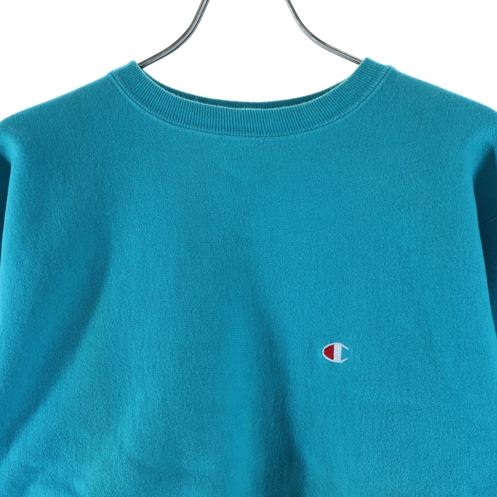 CHAMPION(チャンピオン) 90'S リバースウィーブ スウェットクルーネックシャツ トレーナー 目有り トリコ刺繍タグ USA製 ライトブルー