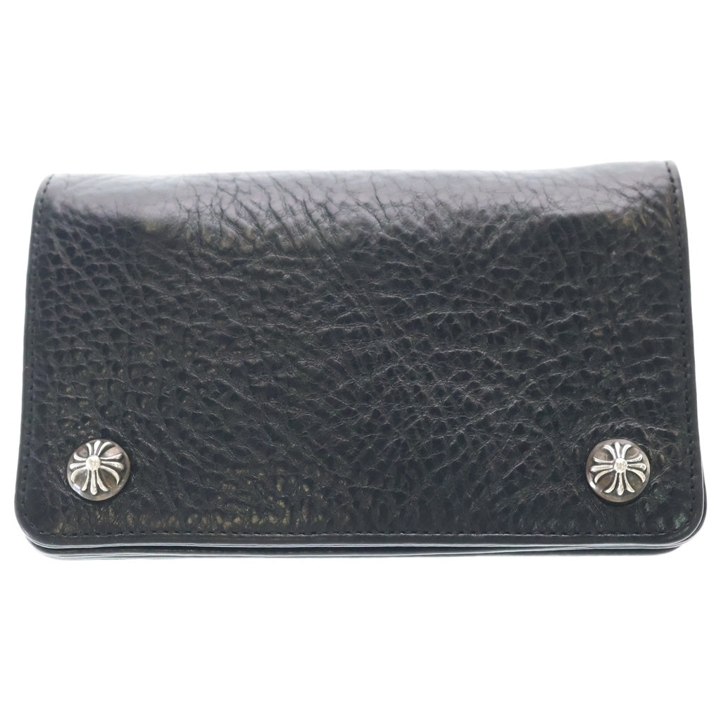CHROME HEARTS(クロムハーツ) 1ZIP 1ジップ クロスボールボタン レザーウォレット 財布 ヘビーレザー ブラック BCA362