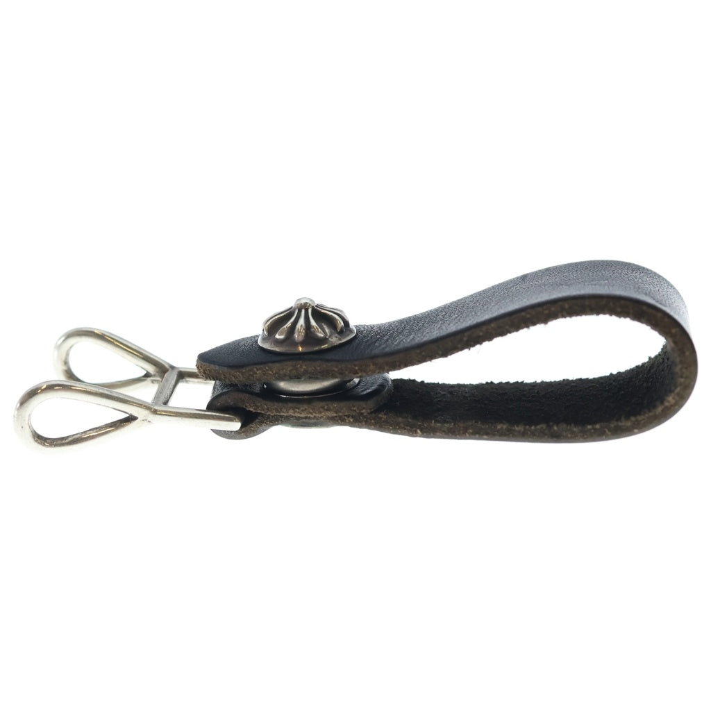 CHROME HEARTS(クロムハーツ) BELT LOOP クロスボールボタンレザーベルトループ シルバー/ブラック BCA397