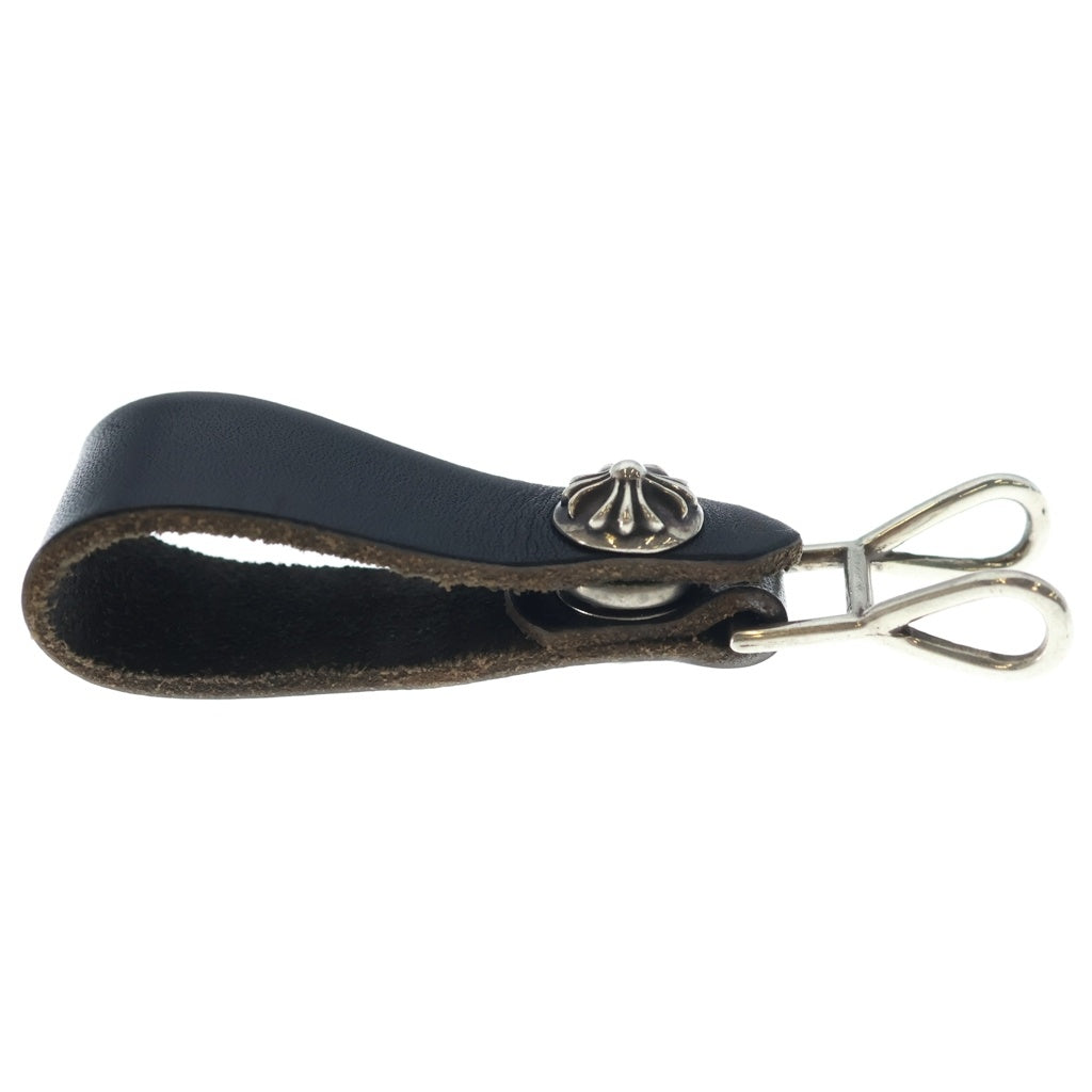 CHROME HEARTS(クロムハーツ) BELT LOOP クロスボールボタンレザーベルトループ シルバー/ブラック BCA397