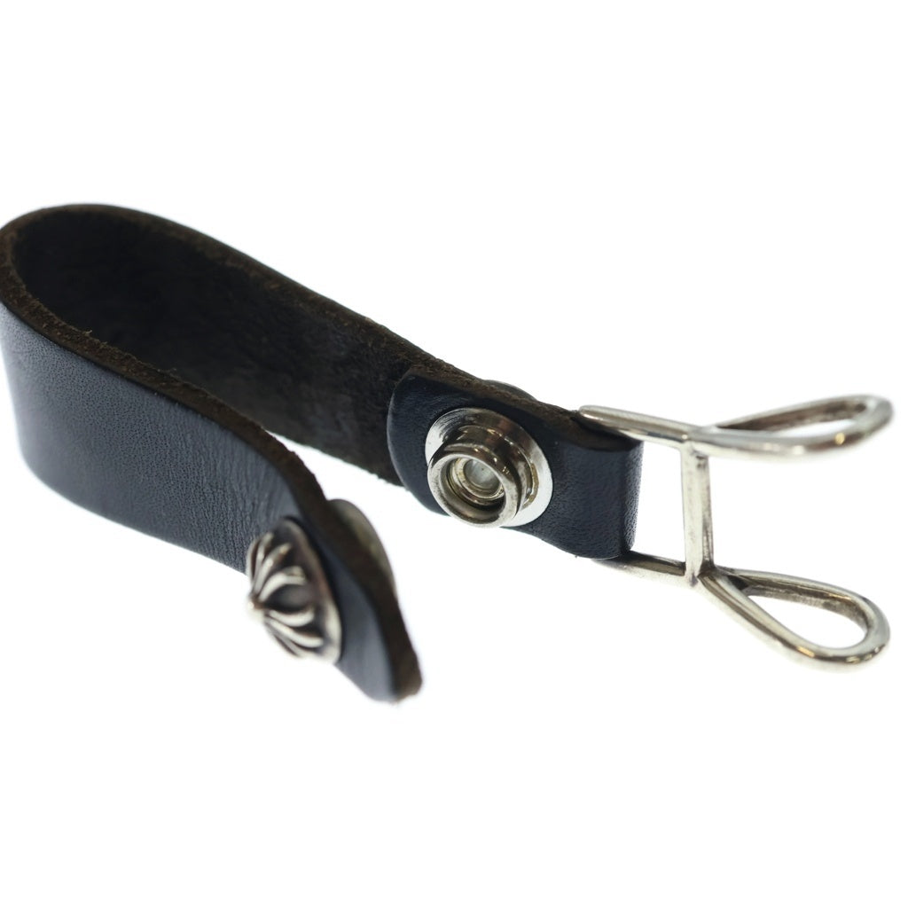 CHROME HEARTS(クロムハーツ) BELT LOOP クロスボールボタンレザーベルトループ シルバー/ブラック BCA397