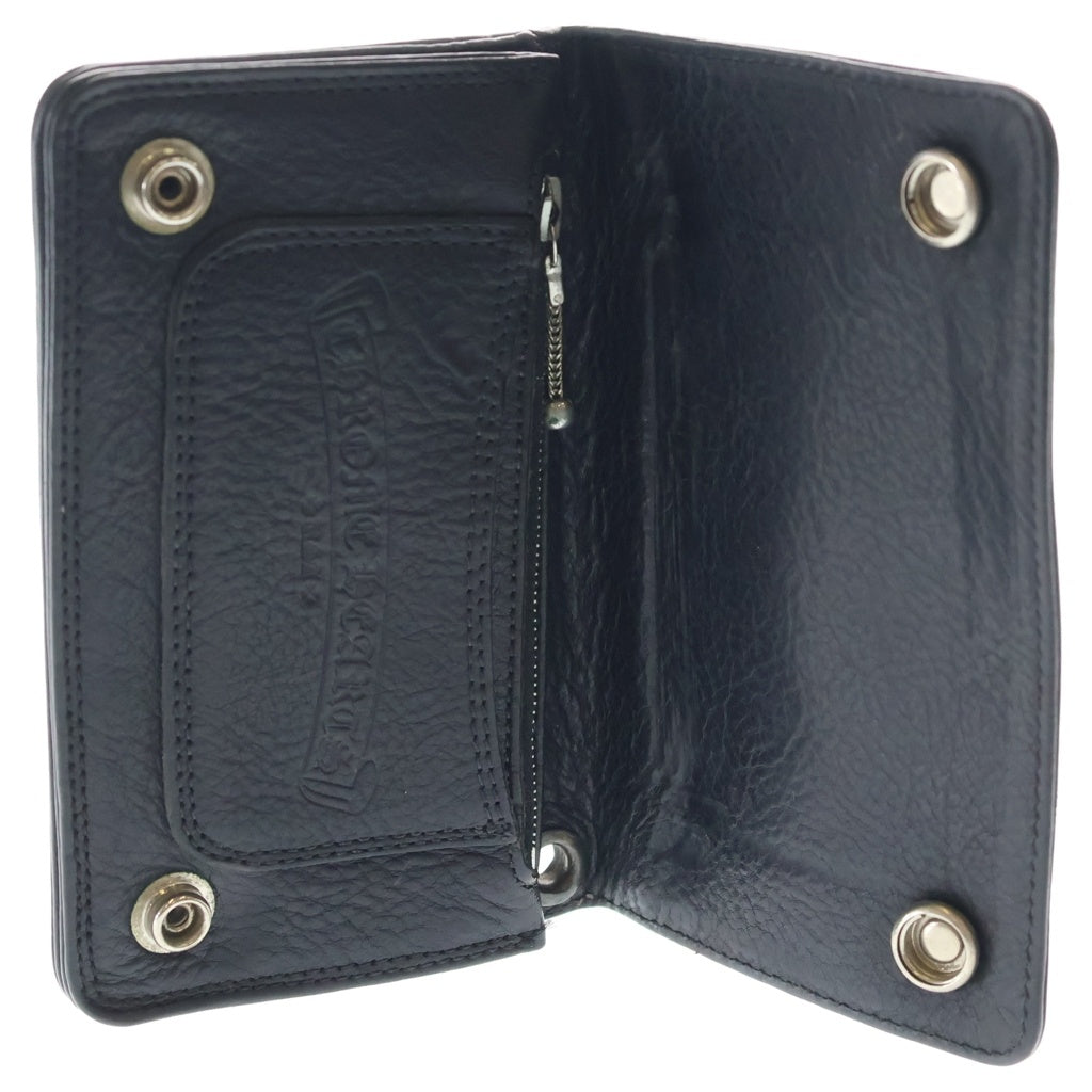 CHROME HEARTS(クロムハーツ) 1ZIP BS FLEUR BUTTON WALLET 1ジップ BSフレアボタン 二つ折り財布 レザーウォレット ブラック