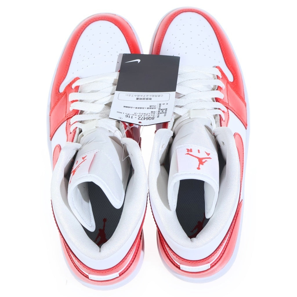 NIKE(ナイキ) WMNS AIR JORDAN 1 MID Habanero Red BQ6472-116 エアジョーダン 1 ミッド ハバネロレッド ミドルカットスニーカーシューズ ホワイト/オレンジ US10/27cm