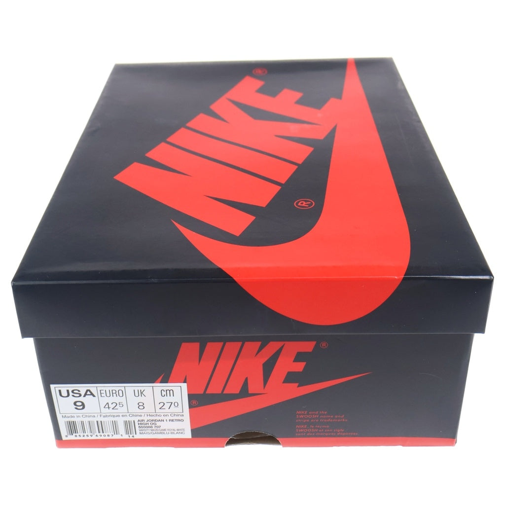 NIKE(ナイキ) 【観賞用 2013年製】AIR JORDAN 1 HIGH OG Laney 555088-707 エアジョーダン1 ハイ レイニー ハイカットスニーカーシューズ イエロー/ブルー US9/27cm