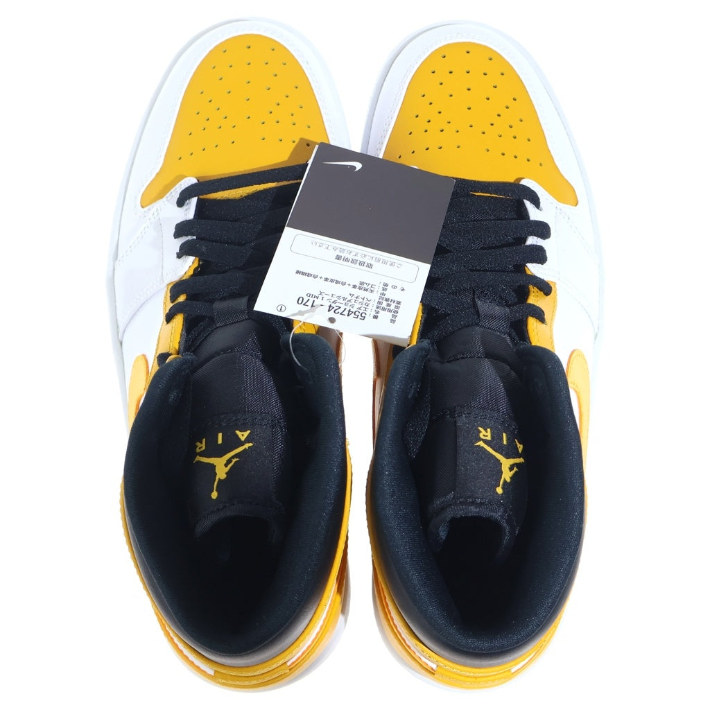 NIKE(ナイキ) AIR JORDAN 1 MID UNIVERSITY GOLD 554724-170 エアジョーダン1 ミッド ユニバーシティ ゴールド ミッドカットスニーカー ホワイト/イエロー US9/27cm