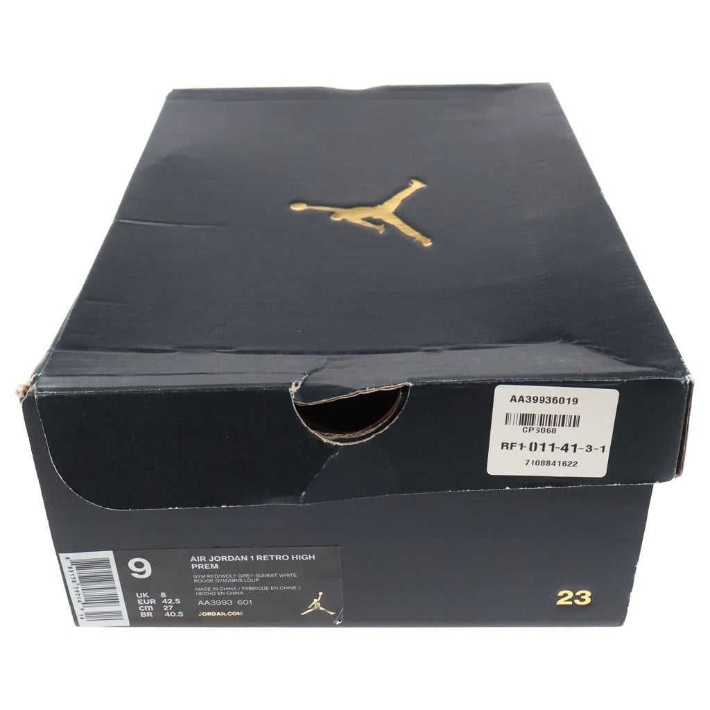 NIKE(ナイキ) AIR JORDAN 1 RETRO HIGH Gym Red AA3993-601 エアジョーダン1 レトロハイ ジムレッド ハイカットスニーカー レッド/グレー US9/27cm
