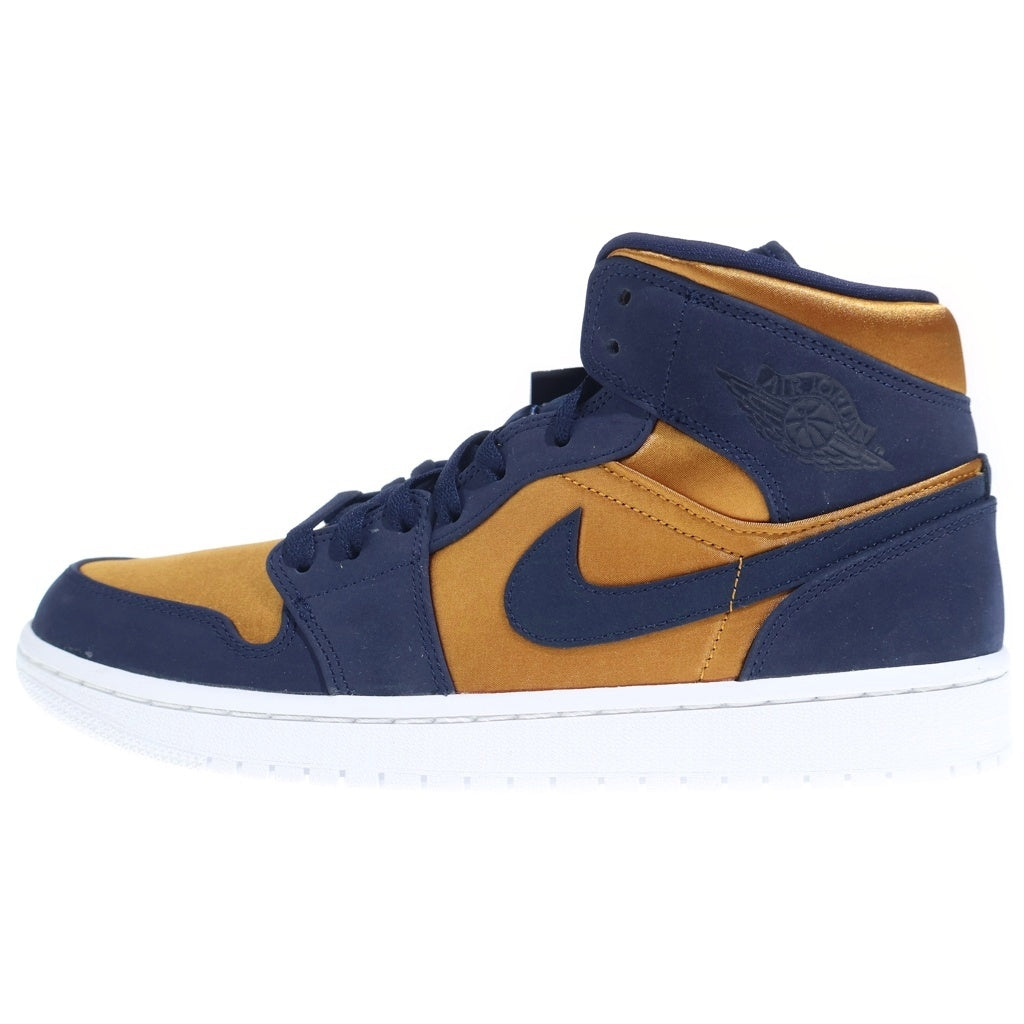 NIKE(ナイキ) AIR JORDAN 1 MID SE Satin Gold 852542-401 エアジョーダン1 ミッド サテンゴールド ミドルカットスニーカー ネイビー/ゴールド US9/27cm