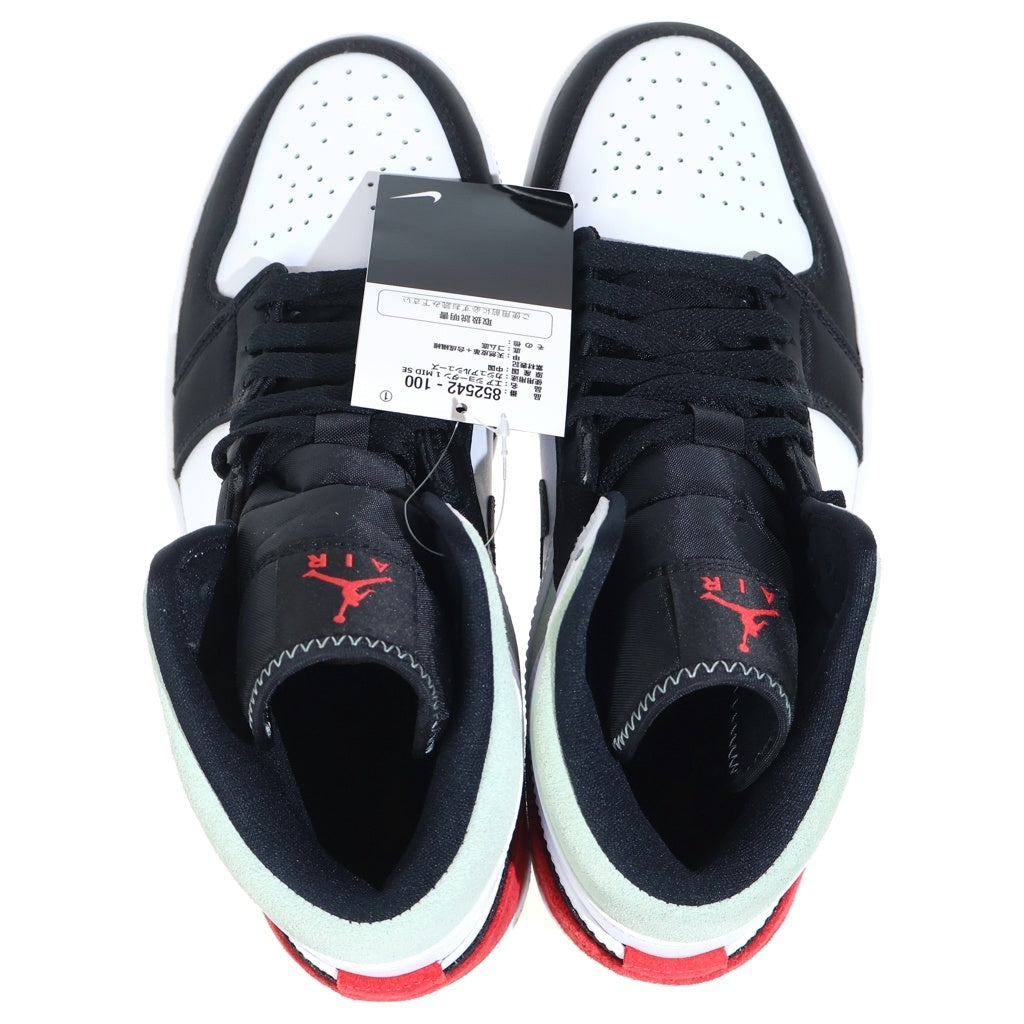 NIKE(ナイキ) AIR JORDAN 1 MID SE 852542-100 エアジョーダン1 ミッドカットスニーカー ホワイト/ブラック/レッド US9/27cm