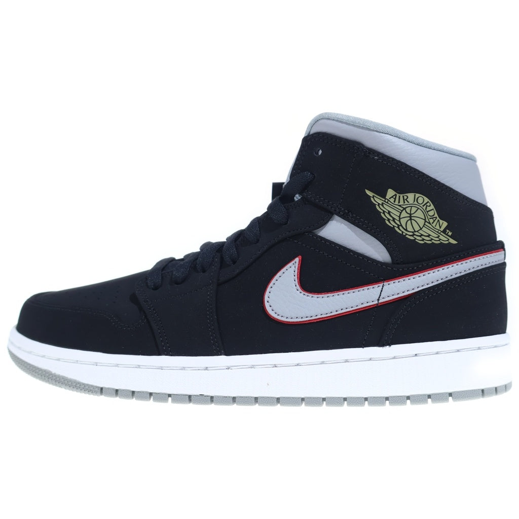 NIKE(ナイキ) AIR JORDAN 1 MID Black Particle Grey Gym Red 554724-060 エアジョーダン1 ミッド ブラックパーティクルグレージムレッド ミドルカットスニーカー US9/27cm