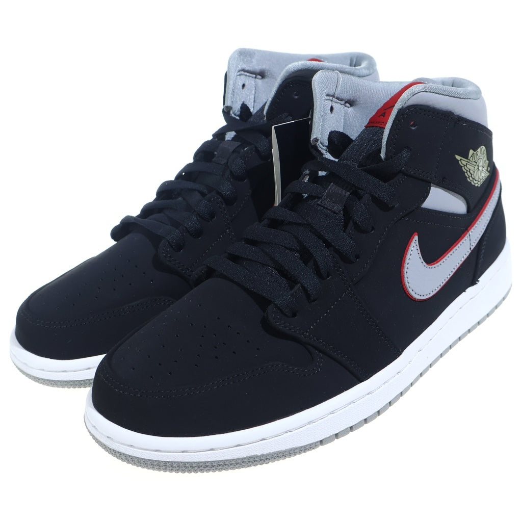 NIKE(ナイキ) AIR JORDAN 1 MID Black Particle Grey Gym Red 554724-060 エアジョーダン1 ミッド ブラックパーティクルグレージムレッド ミドルカットスニーカー US9/27cm