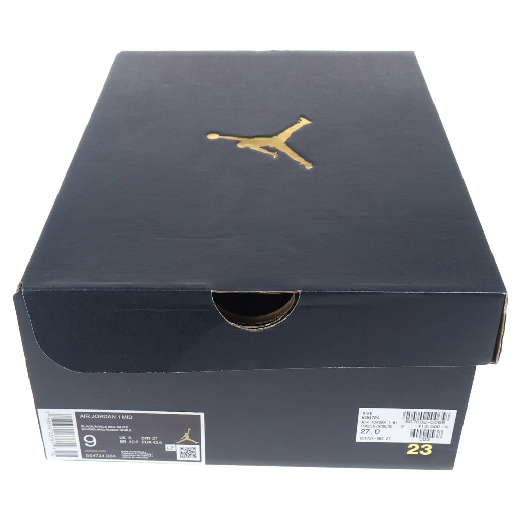 NIKE(ナイキ) AIR JORDAN 1 MID エアジョーダン ミッドカットスニーカー ボルドー US9/27cm 554724-066