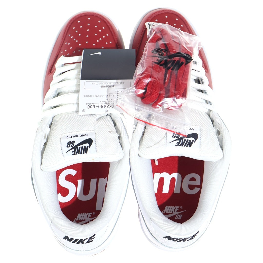 SUPREME(シュプリーム) 19AW ×NIKE SB DUNK LOW OG QS CK3480-600 ナイキエスビー ダンク ローカットスニーカー ホワイト/メタリックレッド US9/27cm