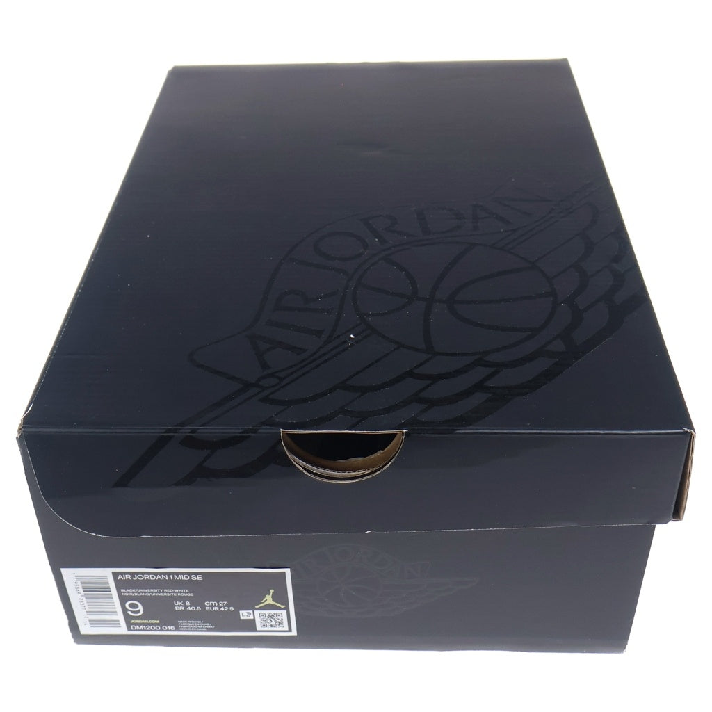 NIKE(ナイキ) AIR JORDAN 1 MID SE DM1200-016 エアジョーダン1 サファリ ミッドカットスニーカー ブラック/ホワイト US9/27cm