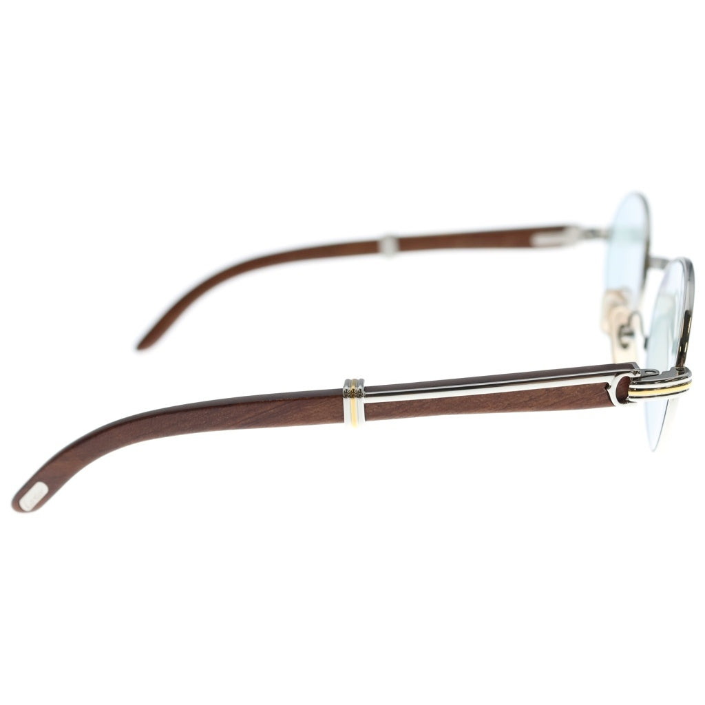 Cartier(カルティエ) トリニティ ウッドテンプル サングラス 眼鏡 ブラウン/シルバー