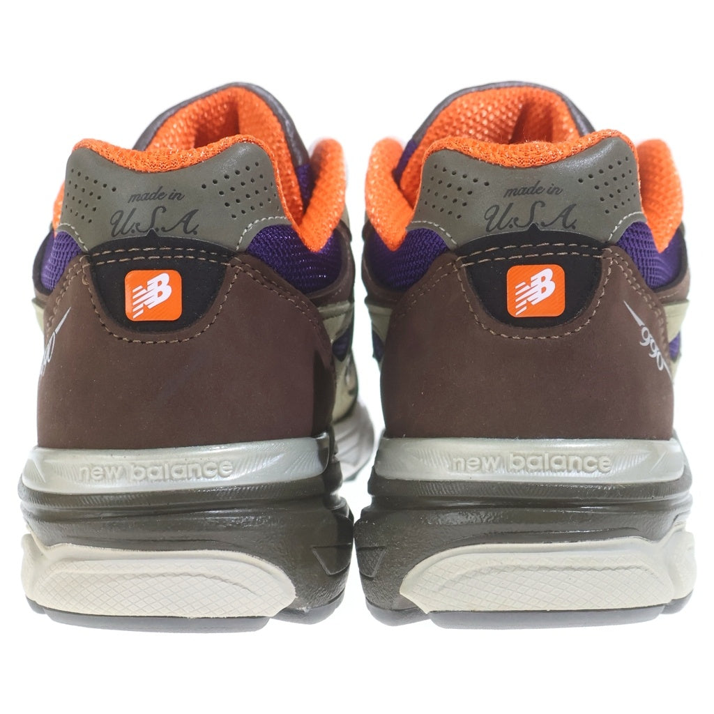 New Balance(ニューバランス) 990V3 スウェード/メッシュ ローカットスニーカー カーキ/オレンジ/パープル US10.5/28.5cm M990BT3
