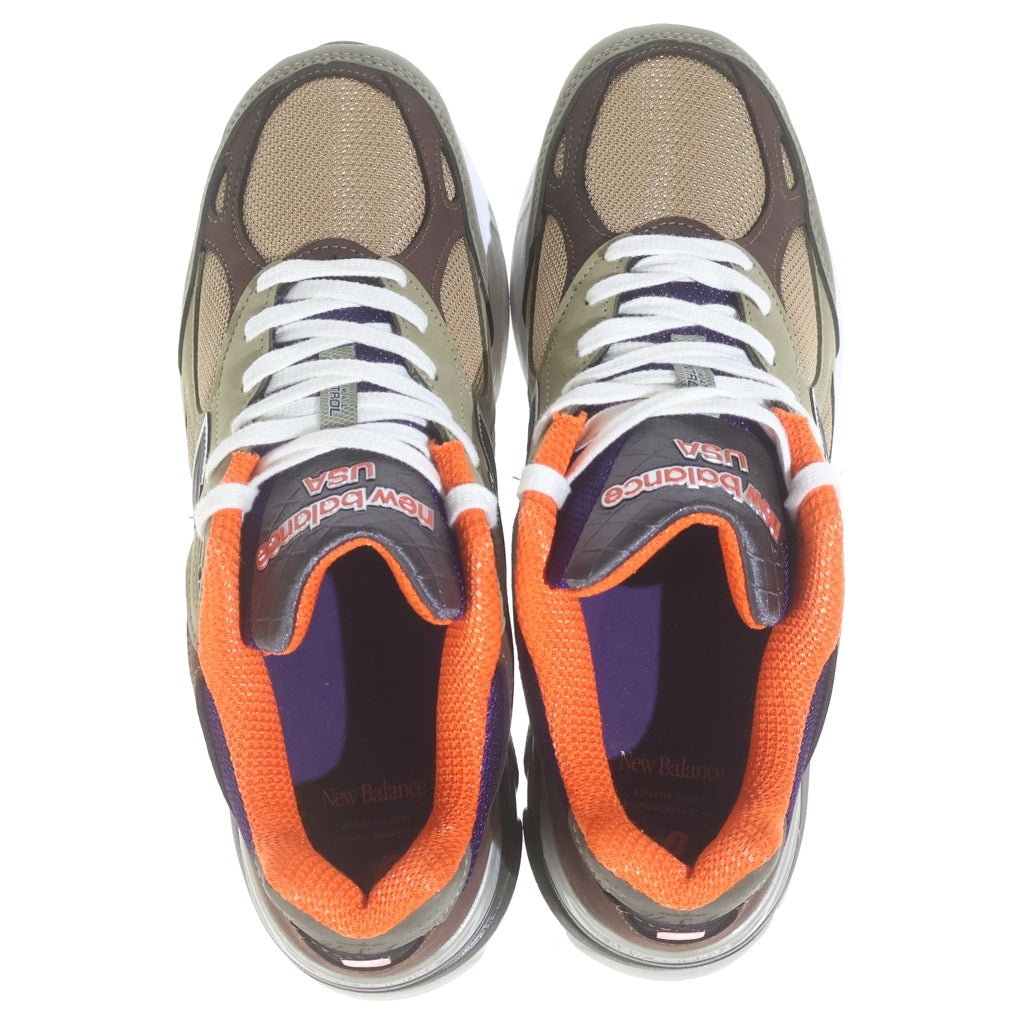 New Balance(ニューバランス) 990V3 スウェード/メッシュ ローカットスニーカー カーキ/オレンジ/パープル US10.5/28.5cm M990BT3