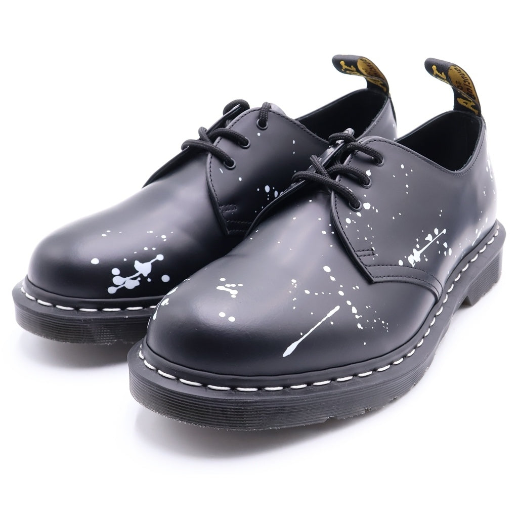 NEIGHBORHOOD(ネイバーフッド) 21AW ×Dr.Martens NHDM 3 EYE CL-SHOES ドクターマーチン ペイント加工 3ホール レザーシューズ ブラック/ホワイト US10/28cm 27593922