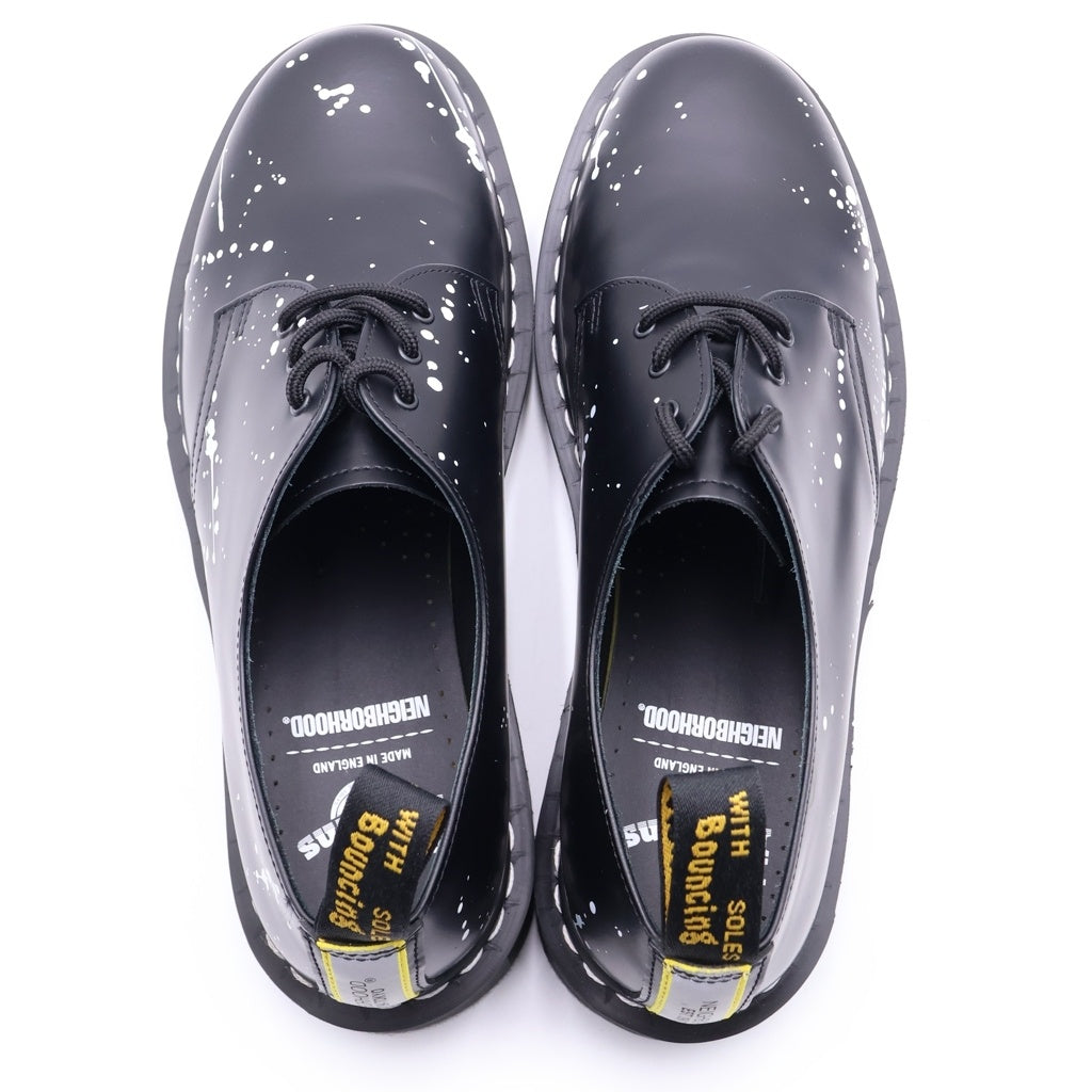 NEIGHBORHOOD(ネイバーフッド) 21AW ×Dr.Martens NHDM 3 EYE CL-SHOES ドクターマーチン ペイント加工 3ホール レザーシューズ ブラック/ホワイト US10/28cm 27593922
