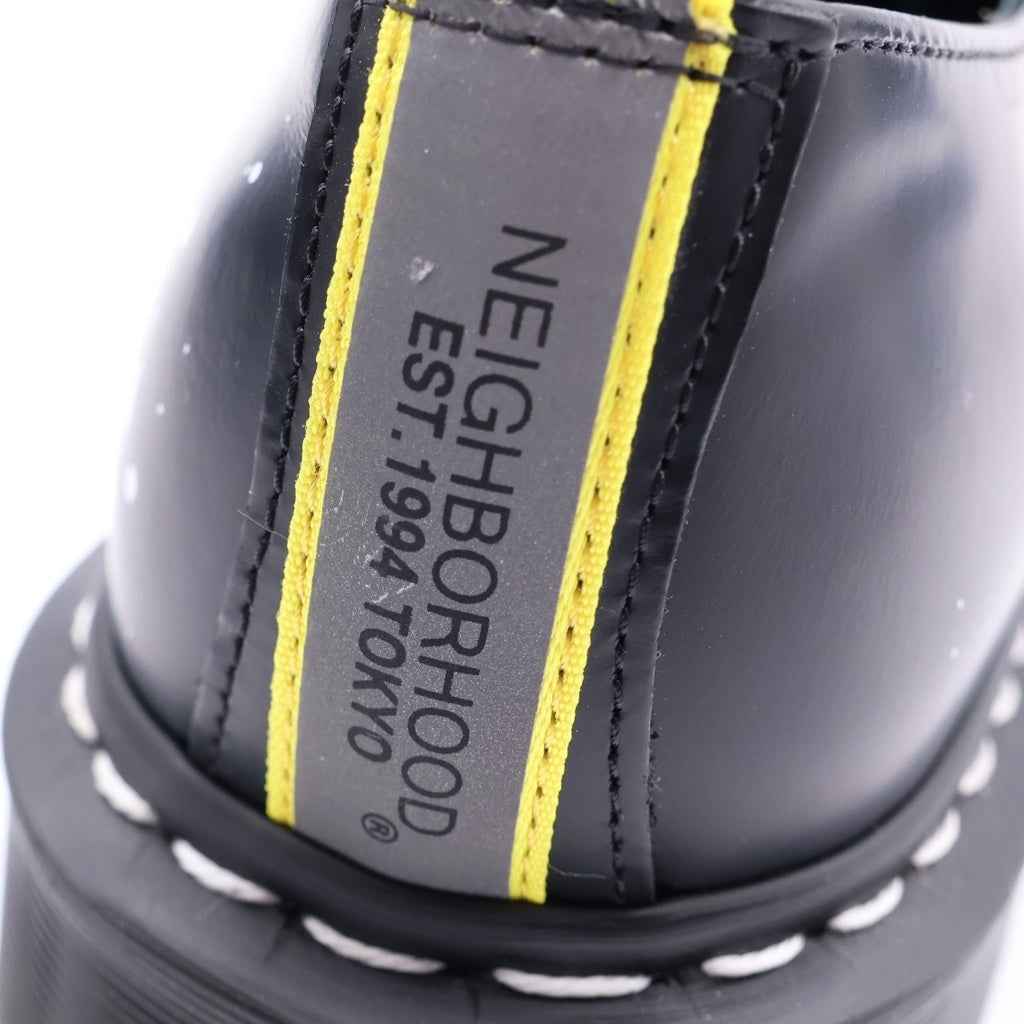 NEIGHBORHOOD(ネイバーフッド) 21AW ×Dr.Martens NHDM 3 EYE CL-SHOES ドクターマーチン ペイント加工 3ホール レザーシューズ ブラック/ホワイト US10/28cm 27593922