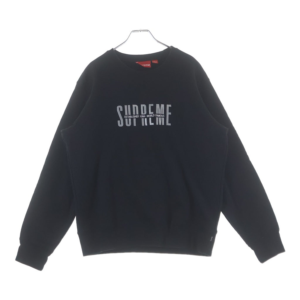 SUPREME(シュプリーム) 18AW World Famous Crewneck ワールドフェイマス 刺繍ロゴ スウェットクルーネックシャツ トレーナー ブラック