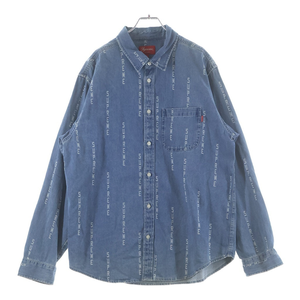 SUPREME(シュプリーム) 20AW Logo Stripe Jacquard Denim Shirt ジャガードストライプロゴ デニム長袖シャツ インディゴ