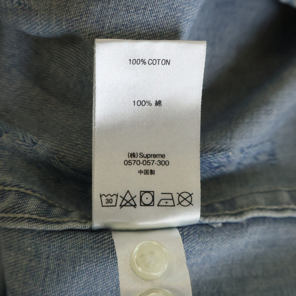 SUPREME(シュプリーム) 20AW Logo Stripe Jacquard Denim Shirt ジャガードストライプロゴ デニム長袖シャツ インディゴ