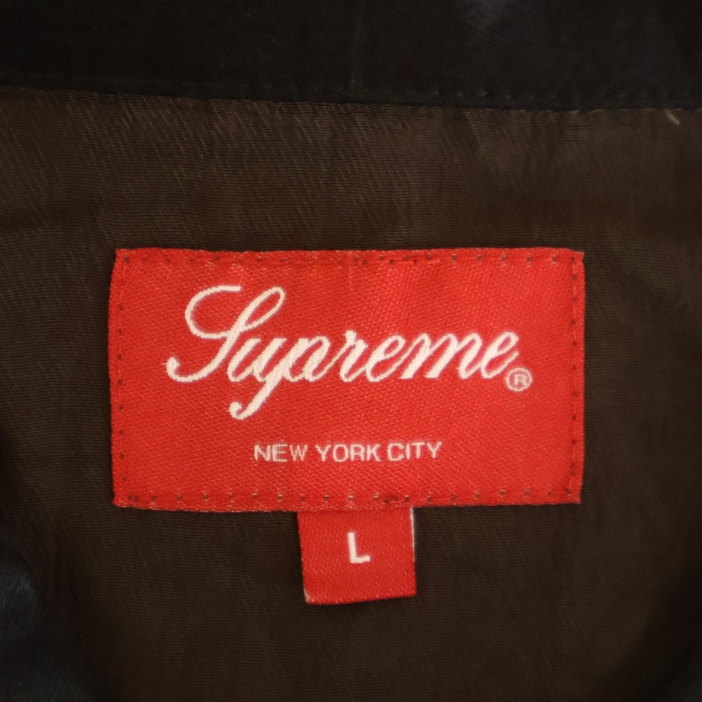 SUPREME(シュプリーム) 22SS Satin Zip Up S/S Shirt パッチロゴ フロントジップ サテン 半袖シャツ ブラウン