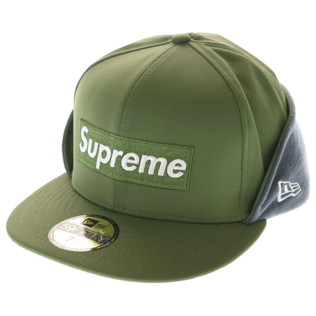 SUPREME(シュプリーム) 20AW ×ニューエラ WINDSTOPPER Earflap Box Logo ウィンドストッパー ボックスロゴ イヤーフラップ付きベースボールキャップ 帽子 オリーブ