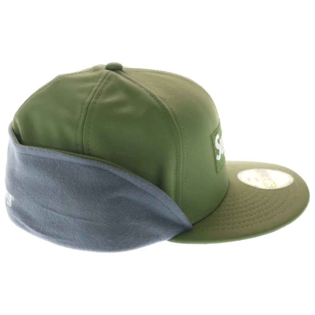SUPREME(シュプリーム) 20AW ×ニューエラ WINDSTOPPER Earflap Box Logo ウィンドストッパー ボックスロゴ イヤーフラップ付きベースボールキャップ 帽子 オリーブ