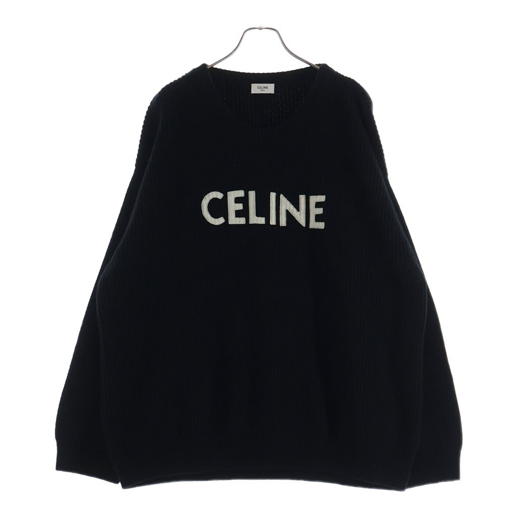 CELINE(セリーヌ) 21AW Embroidery Over Size Sweater エンブロイダリーロゴ オーバーサイズニットセーター ブラック 2A19R423P