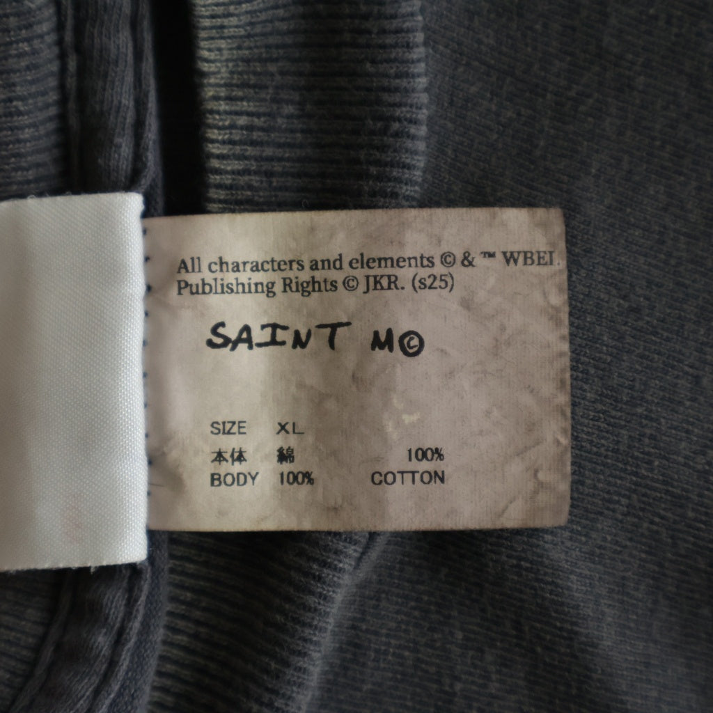 SAINT MICHAEL(セントマイケル) 25AW HP_SS TE ヴィンテージ加工 ムービー プリントロゴ 半袖Tシャツ カットソー グレー SM-HR1-0000-C45