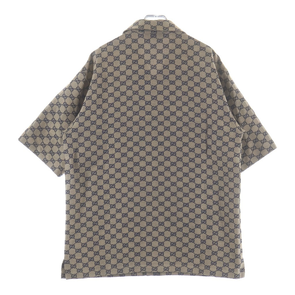 GUCCI(グッチ) GG 総柄デザイン リネンブレンド キャンバス地 半袖シャツ ベージュ 742707 ZAM7G