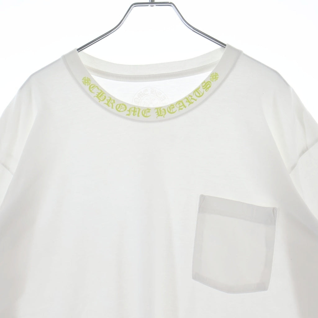 CHROME HEARTS(クロムハーツ) CH LS 1 袖英字ロゴ/ネックロゴ 長袖Tシャツ カットソー ホワイト/ライトグリーン