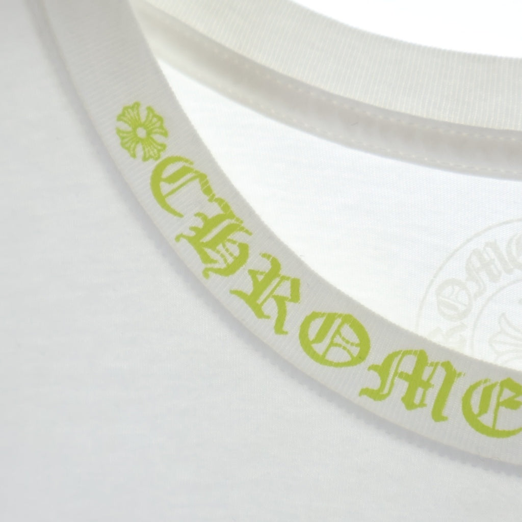 CHROME HEARTS(クロムハーツ) CH LS 1 袖英字ロゴ/ネックロゴ 長袖Tシャツ カットソー ホワイト/ライトグリーン