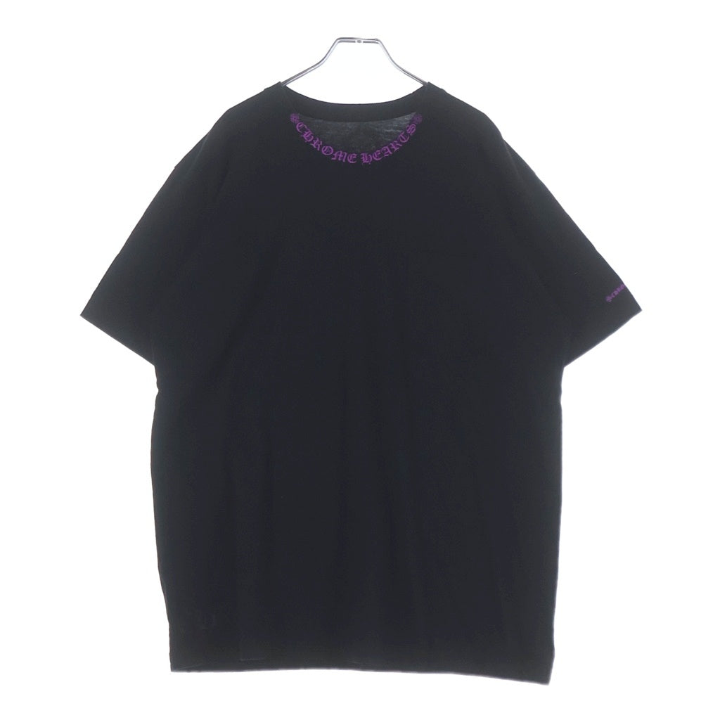 CHROME HEARTS(クロムハーツ) NECK LOGO SS ネックロゴ プリント 半袖Tシャツ カットソー ブラック/パープル