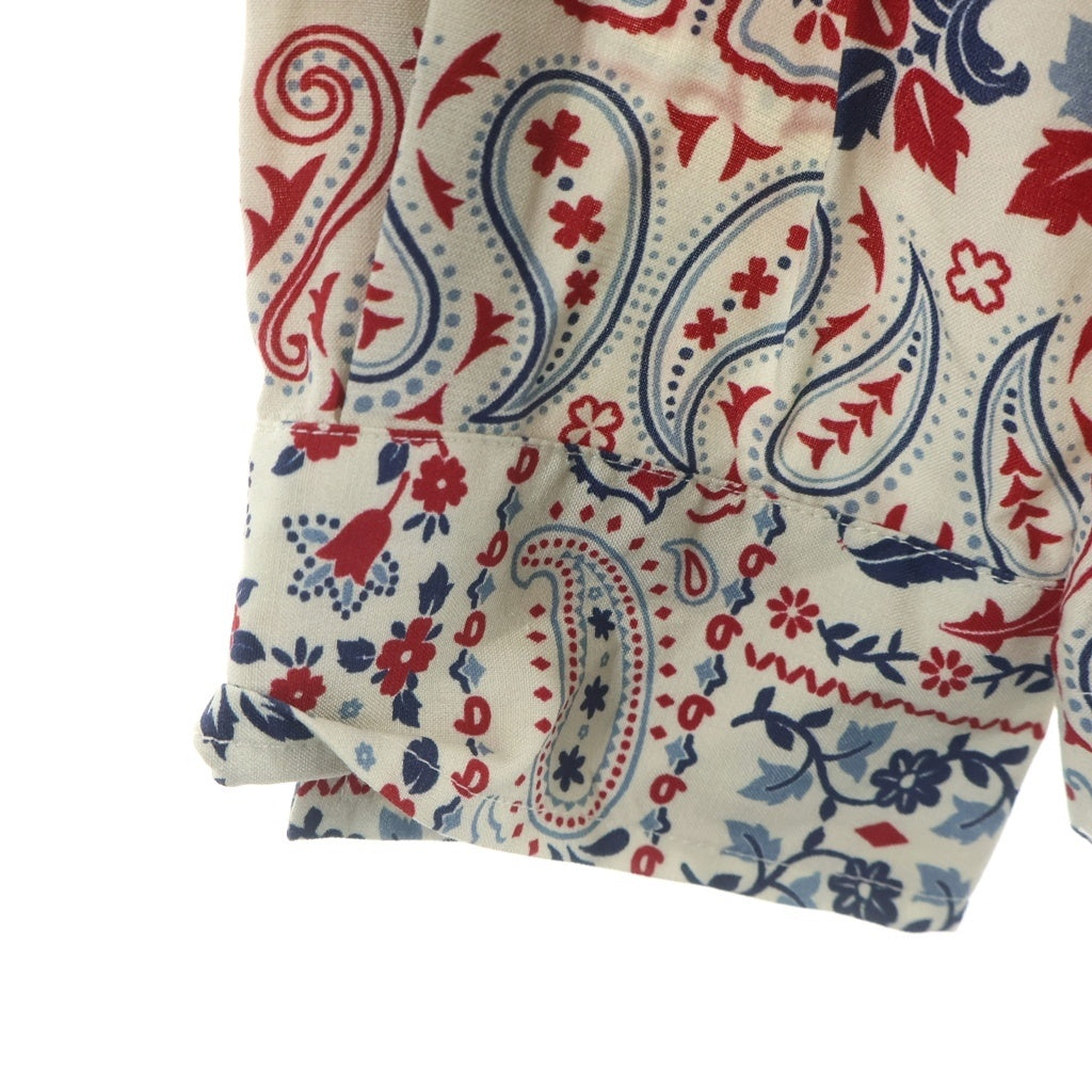 KITH(キス) ペイズリー柄 シルク/レーヨン 長袖シャツ ホワイト/レッド 23-050-060-0009-1-0