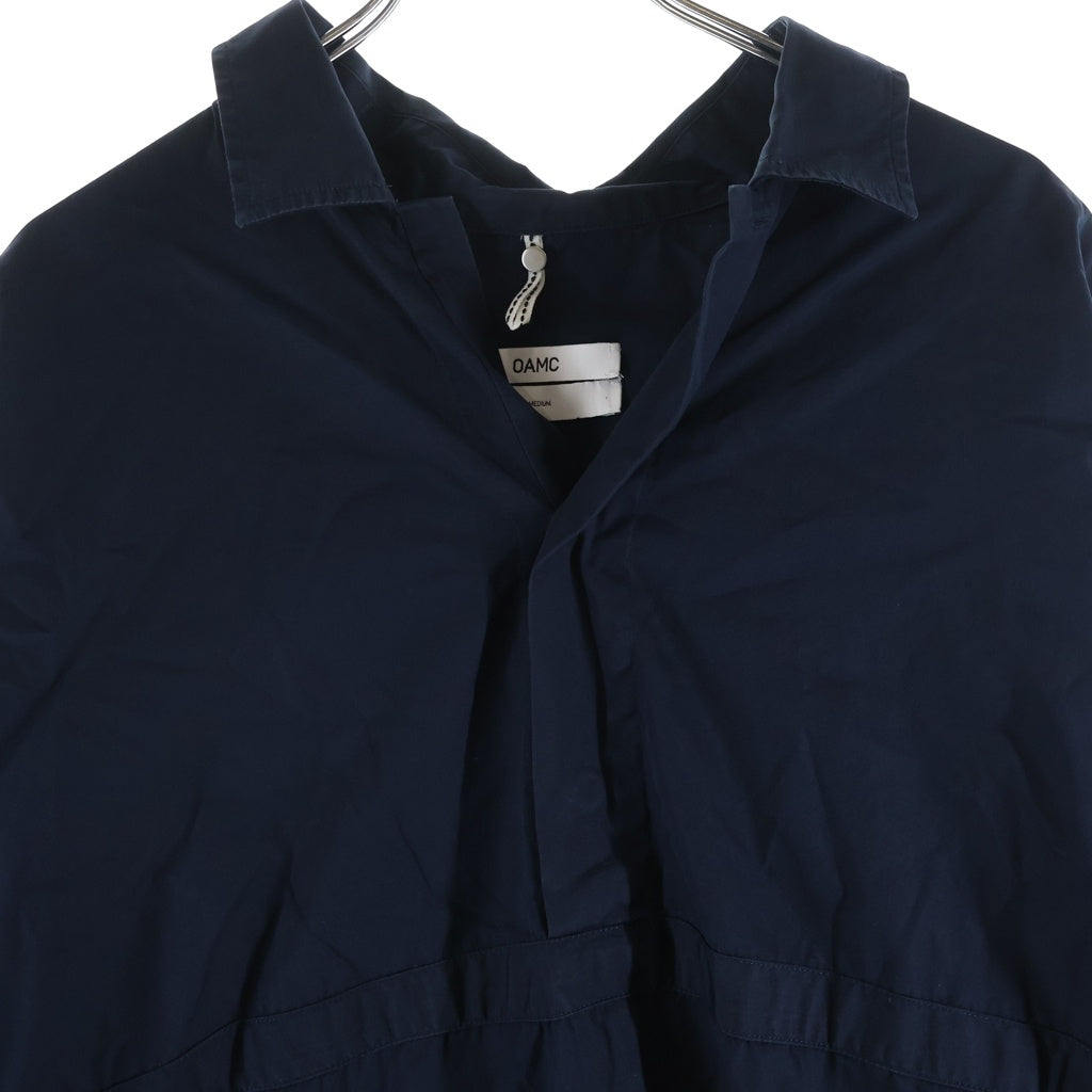 OAMC(オーエーエムシー) Shade Overshirt In Bianco フリンジデザイン オーバーサイズ長袖シャツ ネイビー I023508