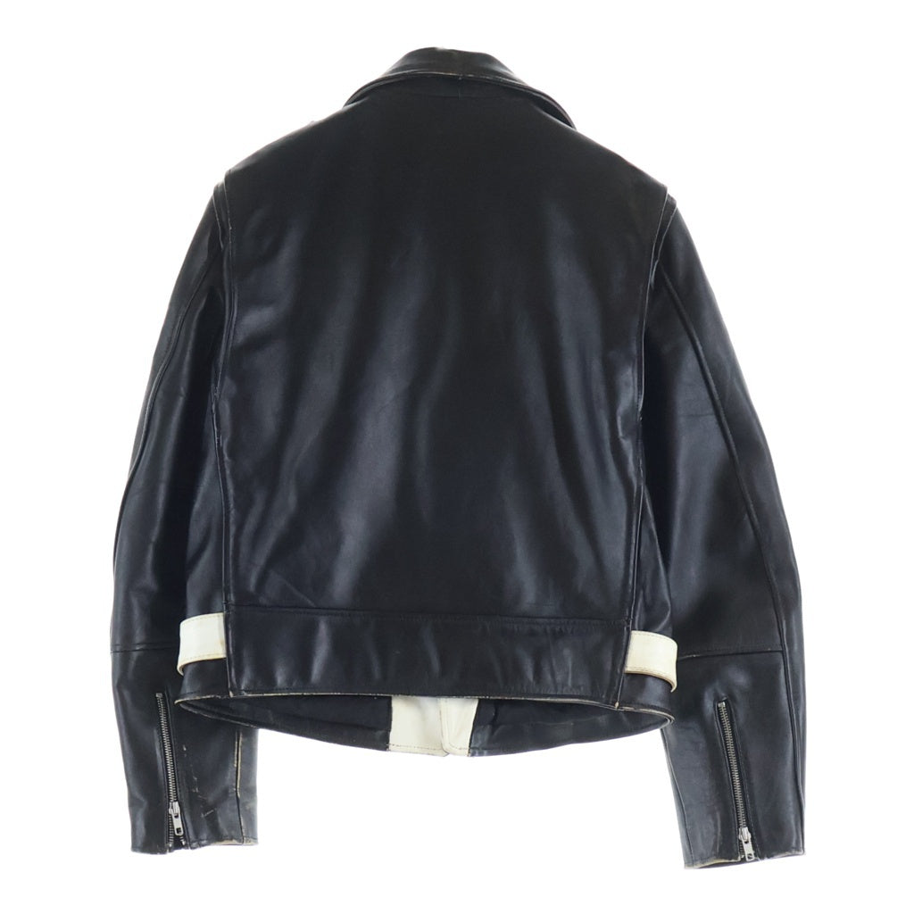 A.P.C(アーペーセー) バイカラー レザー ダブルライダースジャケット ブラック/ホワイト