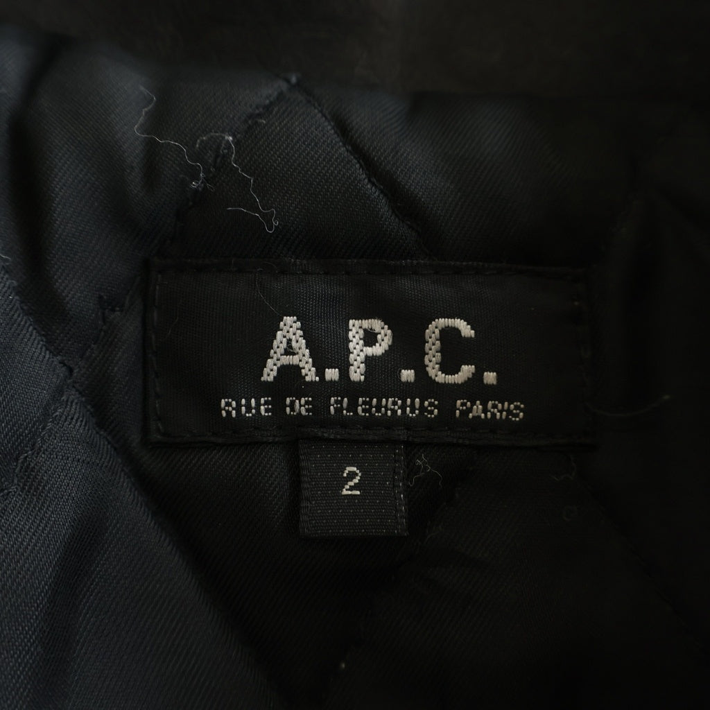 A.P.C(アーペーセー) バイカラー レザー ダブルライダースジャケット ブラック/ホワイト