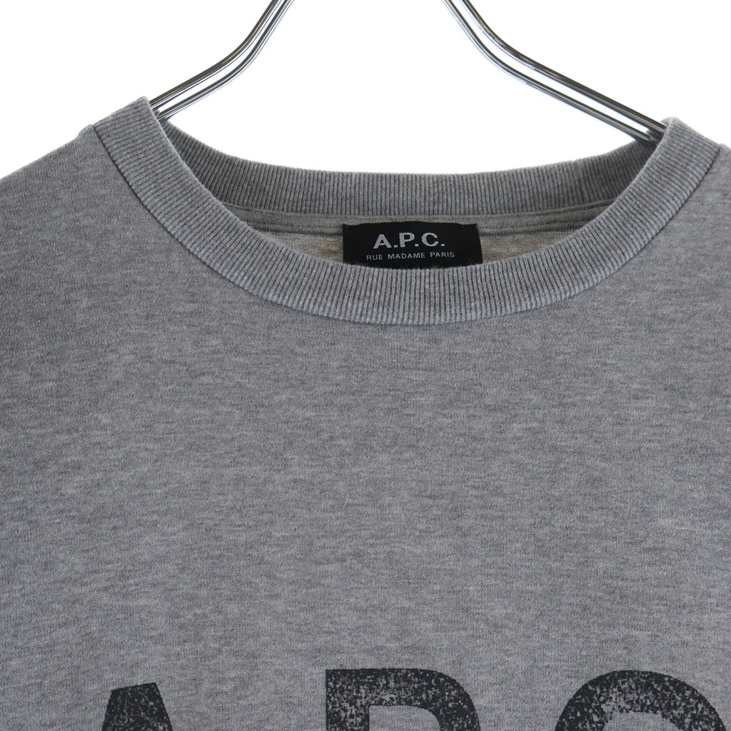 A.P.C(アーペーセー) スウェットライク ロングスリーブ ステンシルロゴ長袖Tシャツ カットソー グレー 24252-1-95851