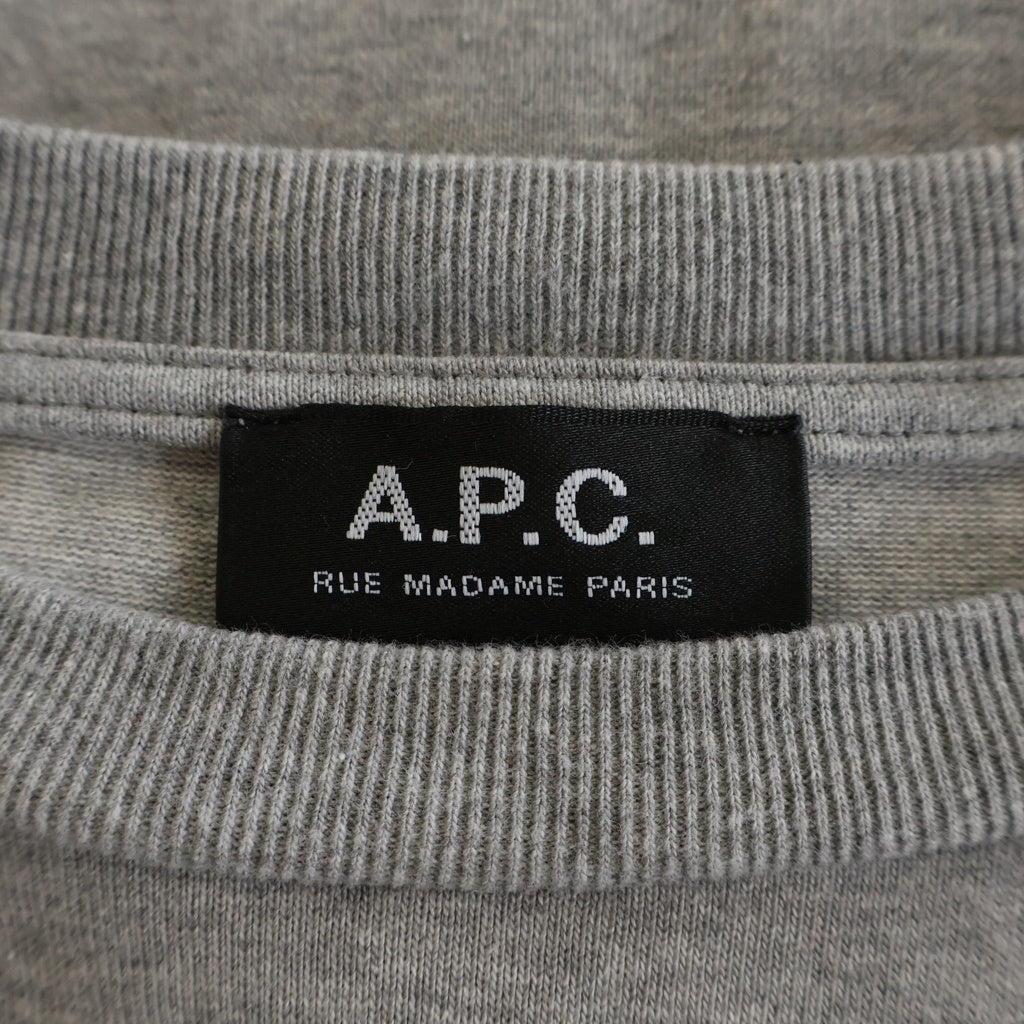 A.P.C(アーペーセー) スウェットライク ロングスリーブ ステンシルロゴ長袖Tシャツ カットソー グレー 24252-1-95851