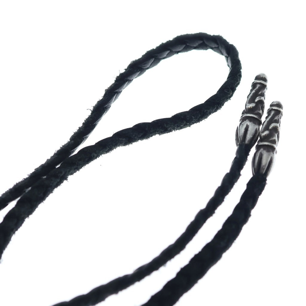 CHROME HEARTS(クロムハーツ) LEATHER BRAID SCROLL ネックレス レザーブレイドネックレス ブラック/シルバー BCA377