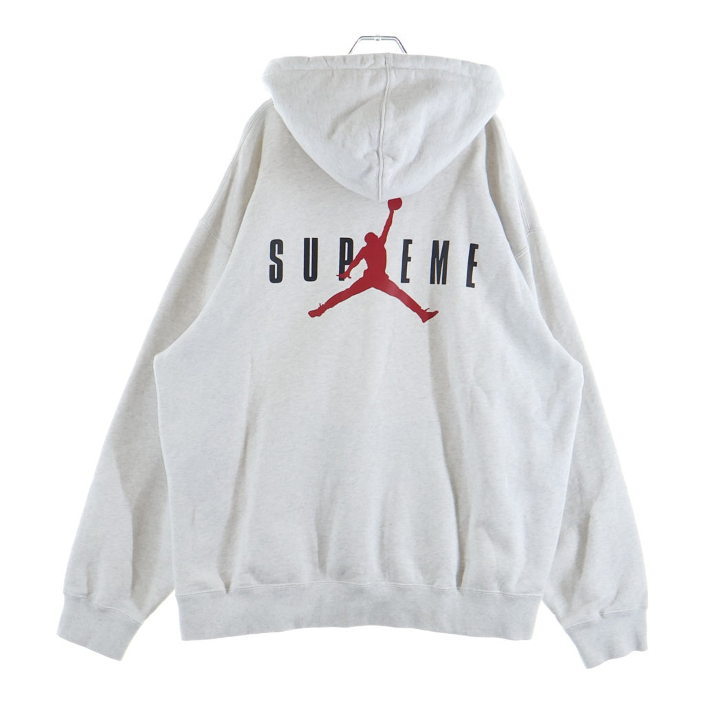 SUPREME(シュプリーム) 24SS ×NIKE Jordan Hooded Sweatshirt ナイキ ジョーダン プリントロゴ スウェットフーデッドシャツ プルオーバーパーカー グレー HF0836-051