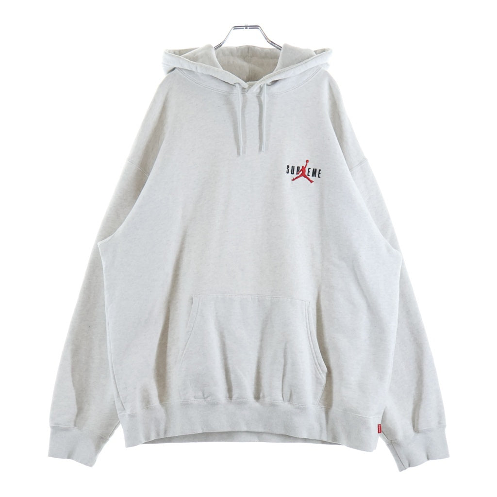 SUPREME(シュプリーム) 24SS ×NIKE Jordan Hooded Sweatshirt ナイキ ジョーダン プリントロゴ スウェットフーデッドシャツ プルオーバーパーカー グレー HF0836-051