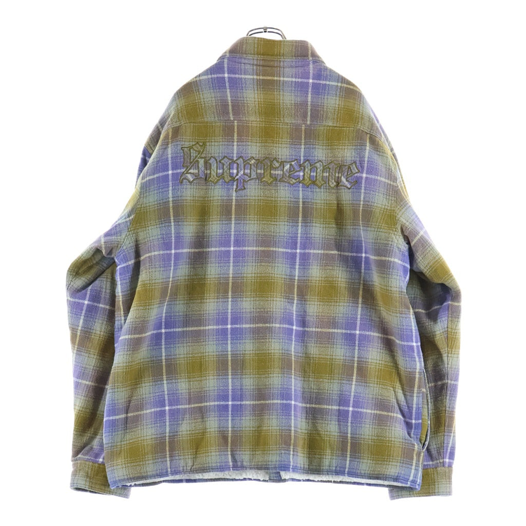 SUPREME(シュプリーム) 22AW Shearling Lined Flannel Shirt 裏地ボア シャーリングリネン フランネル長袖シャツ パープル