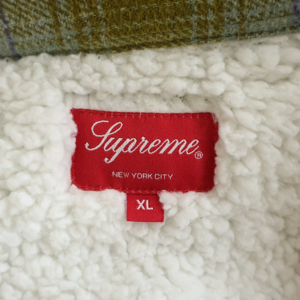 SUPREME(シュプリーム) 22AW Shearling Lined Flannel Shirt 裏地ボア シャーリングリネン フランネル長袖シャツ パープル