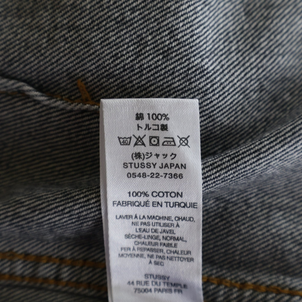 STUSSY(ステューシー) 23SS Worldwide Zip Work Jacket 総柄ロゴ フロントジップアップ デニムジャケット ブラック 115700