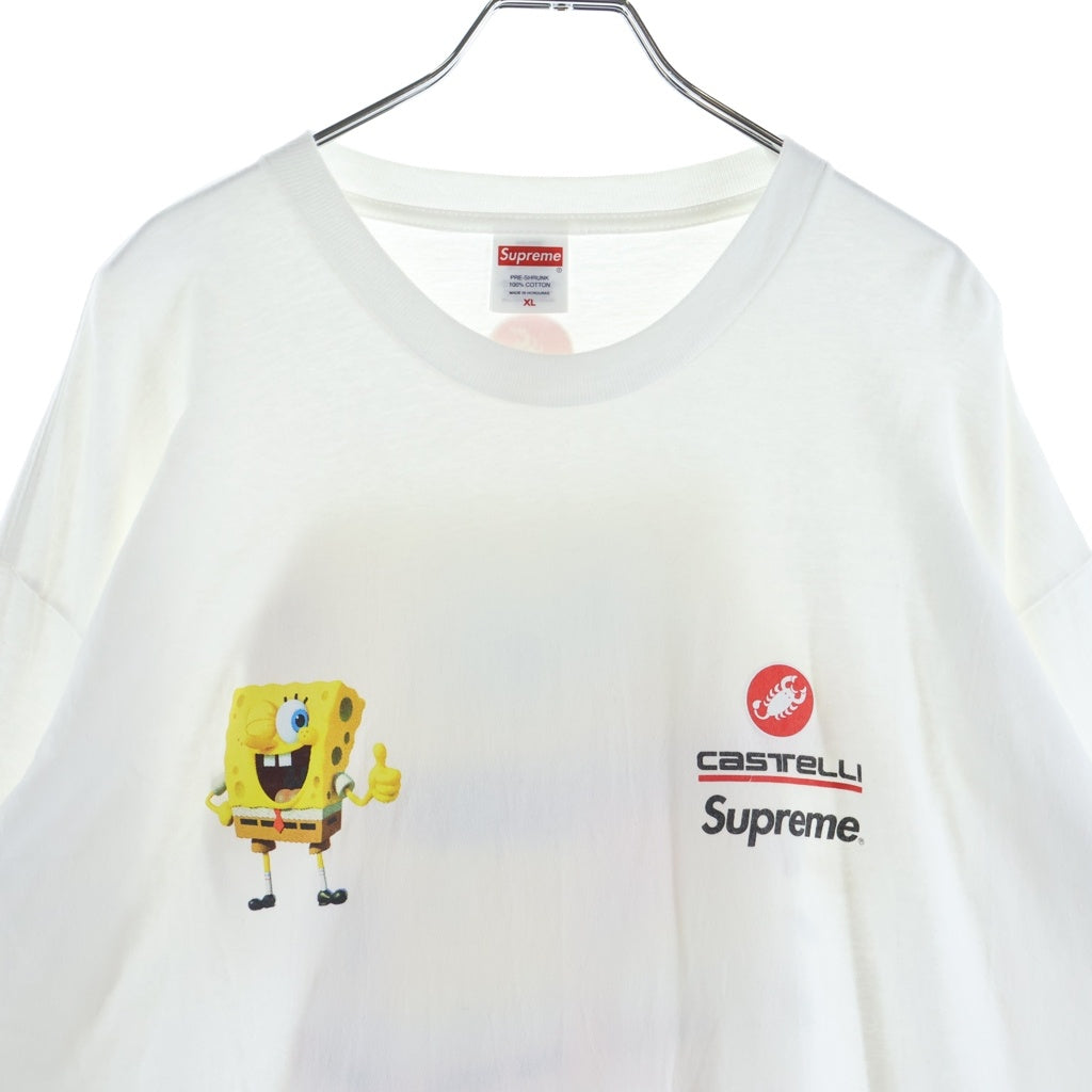 SUPREME(シュプリーム) 25SS ×SpongeBob Castelli Racing L/S Tee スポンジボブ カステリ レーシング プリントロゴ 長袖Tシャツ カットソー ホワイト