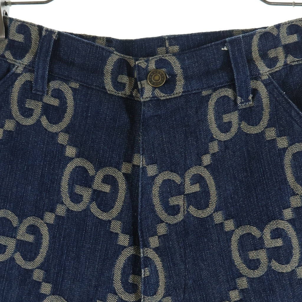 GUCCI(グッチ) 22SS Pineapple Pants パイナップルパンツ 総柄デニムパンツ インディゴ 674340 XDBTY