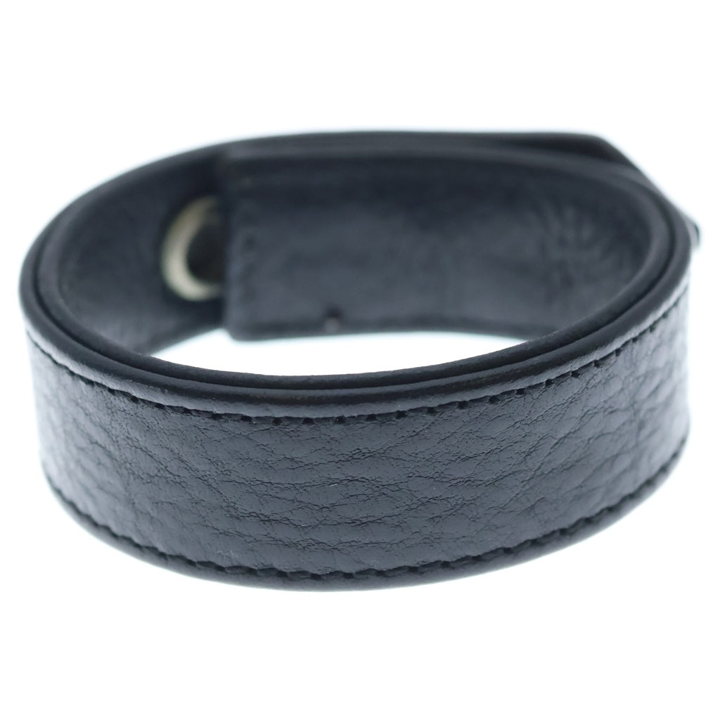 CHROME HEARTS(クロムハーツ) 3BTN 2SNP クロスボール 3ボタン2スナップ レザーブレスレット ブラック/シルバー BCA123